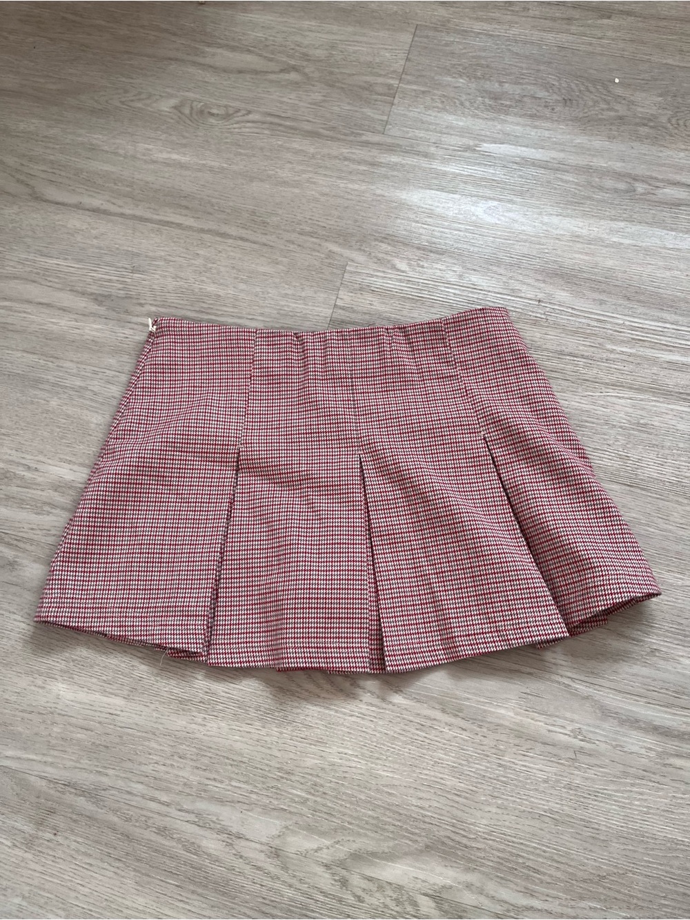 Urban Outfitters Red Gingham Pleated Mini Skirt with Shorts XS